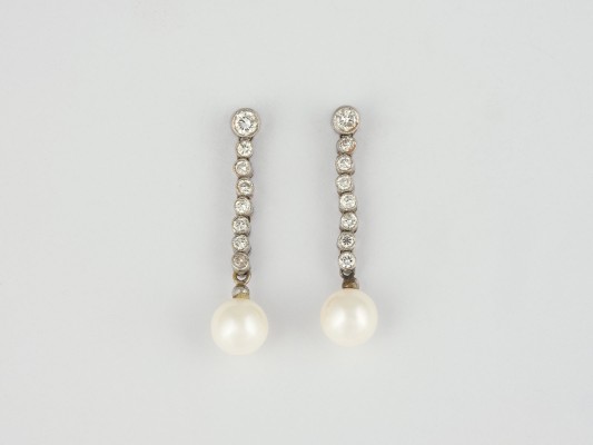 Auction 146<br>PAAR PERLEN BRILLANT OHRHÄNGER