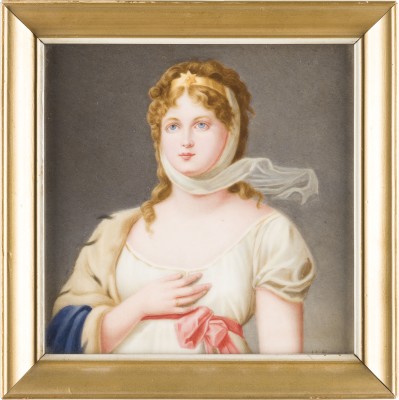 Auction 146<br>SIGNIERTE PORZELLANBILDPLATTE MIT PORTRÄT VON KÖNIGIN LUISE VON PREUSSEN