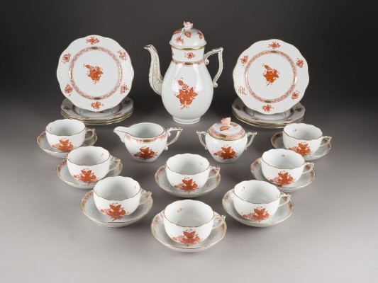 Auction 146<br>27-TEILIGES KAFFEESERVICE 'APPONYI ORANGE'