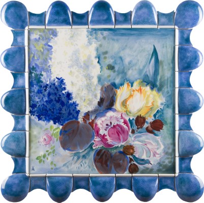 Bild GROSSE WANDPLATTE MIT BLUMENMALEREI