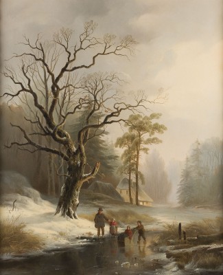 Auction 146<br>WINTERLANDSCHAFT MIT FIGUREN AUF EINEM ZUGEFRORENEN SEE