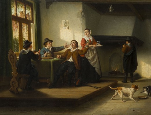 Auction 146<br>GENRESZENE IM INTERIEUR EINES WIRTSHAUSES. 1864