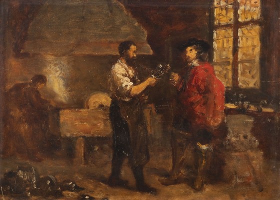 Auction 146<br>ÖLSTUDIE. IN DER WERKSTATT DES WAFFENSCHMIEDS