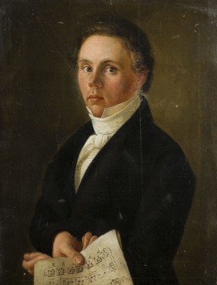 Auction 146<br>PORTRÄT EINES VERMUTLICH SÄNGERS MIR DEN NOTEN DER ARIE DES FIGARO IN DEN HÄNDEN