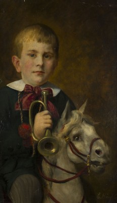 Auction 146<br>PORTRAIT EINES JÜNGEN MIT TROMPETE AUF EINEM SCHAUKELPFERD. 1888