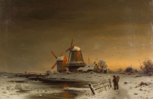 Auktion 146<br>WINTERLANDSCHAFT BEI SONNENUNTERGANG. 1871