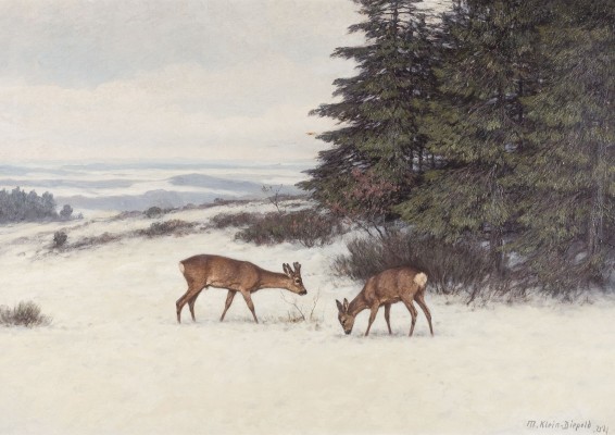 Auktion 146<br>REHE IM WINTER AUF DER LICHTUNG
