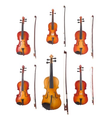Auktion 146<br>KONVOLUT VON FÜNF MINIATUR VIOLINEN UND 1/32 VIOLINE 'CHUPIN'