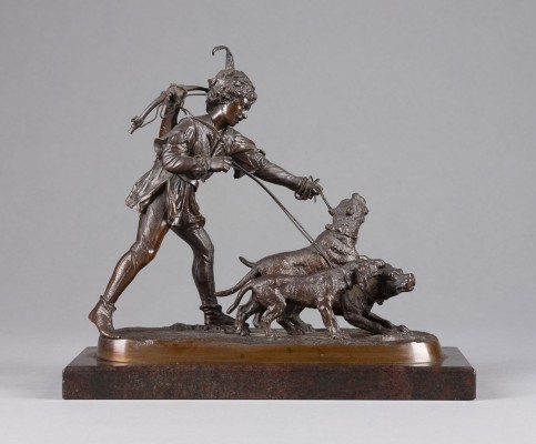 Auction 146<br>JÄGER MIT ARMBRUST UND DREI HUNDEN