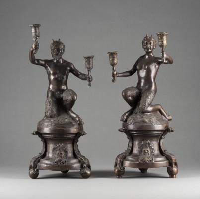 Auktion 146<br>PAAR FAUNFIGUREN ALS KERZENLEUCHTER