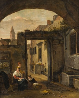 Auction 146<br>INNENHOF-INTERIEUR MIT BEDIENSTETEN BEI DER ARBEIT