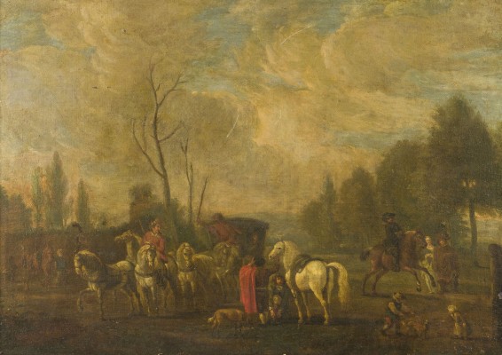 Auktion 146<br>LANDSCHAFT MIT REITERN UND SPIELENDEN KINDERN