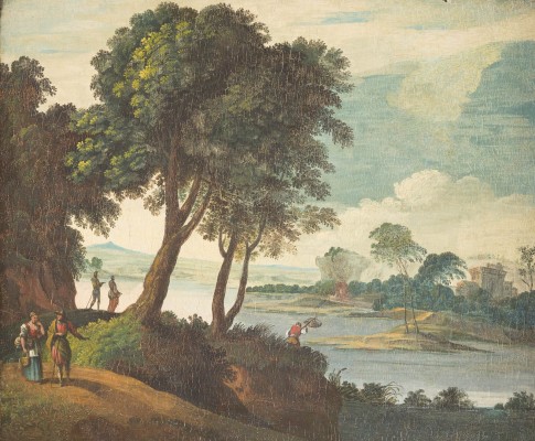 Auction 146<br>FLUSSLANDSCHAFT MIT FISCHER UND WANDERERN