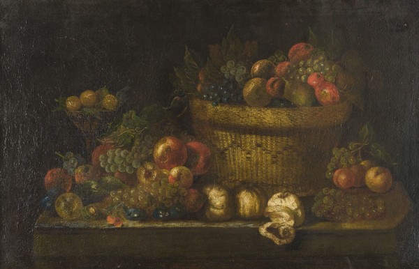 Auktion 146<br>FRÜCHTESTILLLEBEN MIT BASTKORB UND SILBERPOKAL