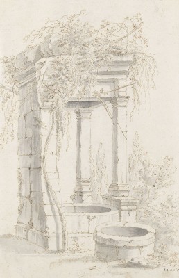 Auktion 146<br>LANDSCHAFT MIT ANTIKER TEMPELRUINE UND BRUNNEN