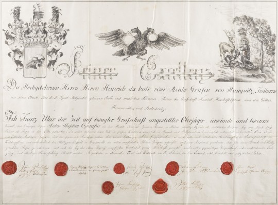 Auction 146<br>DOKUMENT MIT WAPPEN (LEHRBRIEF DES GRAFEN VON HAUGWITZ FÜR ANTON KAJETAN CZIERNFUS)