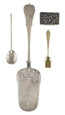 Auction 147<br>SALZLÖFFEL, LÖFFEL, TORTENHEBER UND STREICHHOLZETUI