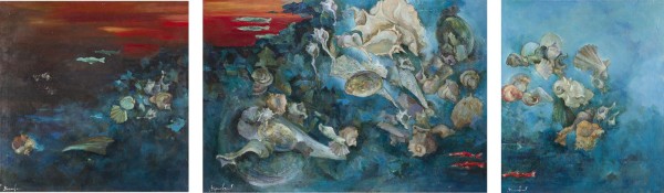 Auktion 147<br>TRIPTYCHON 'MUSCHELN, KIESELSTEINE'