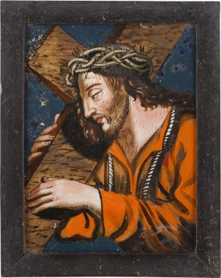 Auction 147<br>HINTERGLAS-IKONE MIT DEM KREUZTRAGENDEN CHRISTUS