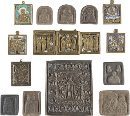 Auktion 147<br>SAMMLUNG VON 14 IKONEN: DARSTELLUNGEN CHRISTI UND DER GOTTESMUTTER, AUSGEWÄHLTE HEILIGE SOWIE FESTTAGE