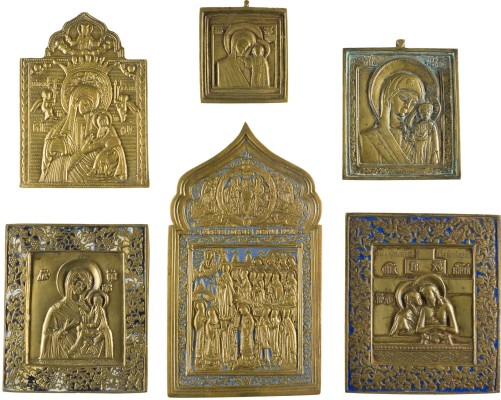 Bild SAMMLUNG VON SECHS BRONZE-IKONEN: DARSTELLUNGEN DER GOTTESMUTTER SOWIE 'WEINE NICHT UM MICH, MUTTER'