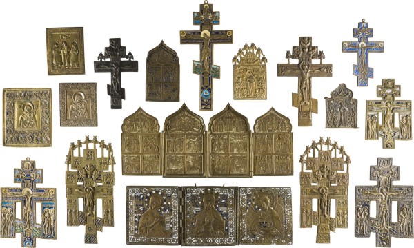 Bild SAMMLUNG VON 17 BRONZE-IKONEN: DARSTELLUNGEN CHRISTI UND DER GOTTESMUTTER, FESTTAGE SOWIE AUSGEWÄHLTE HEILIGE