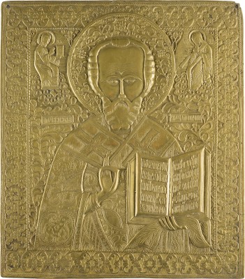 Picture GROSSE BRONZE-IKONE MIT DEM HEILIGEN NIKOLAUS VON MYRA
