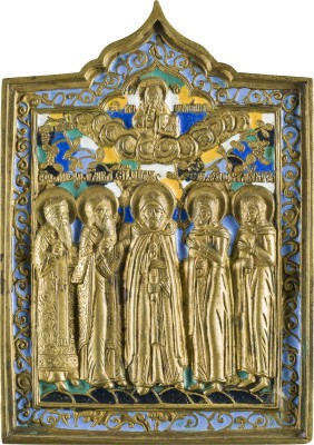 Bild BRONZE-IKONE MIT DEN HEILIGEN MODESTUS, BLASIUS, NIL, FLORUS UNS LAURUS