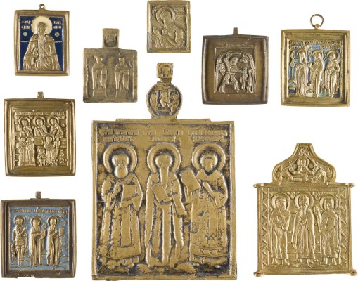 Bild SAMMLUNG VON NEUN BRONZE-IKONEN MIT AUSGEWÄHLTEN HEILIGEN
