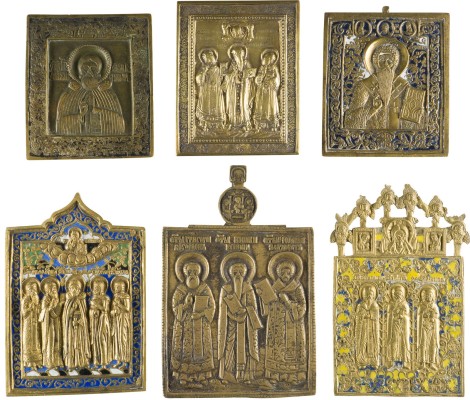 Bild SAMMLUNG VON SECHS BRONZE-IKONEN MIT AUSGEWÄHLTEN HEILIGEN