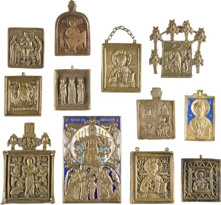 Picture SAMMLUNG VON ZWÖLF BRONZE-IKONEN: DARSTELLUNGEN CHRISTI SOWIE AUSGEWÄHLTE HEILIGE
