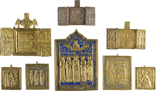 Picture SAMMLUNG VON ACHT BRONZE-IKONEN: AUSGEWÄHLTE HEILIGE SOWIE GEBURT DER GOTTESMUTTER