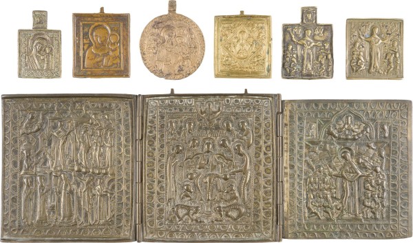 Picture SAMMLUNG VON SIEBEN BRONZE-IKONEN: DARSTELLUNGEN DER GOTTESMUTTER SOWIE EIN TRIPTYCHON
