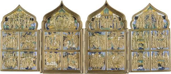 Bild BRONZE-TETRAPTYCHON MIT HOCHFESTEN DES ORTHODOXEN KIRCHENJAHRES