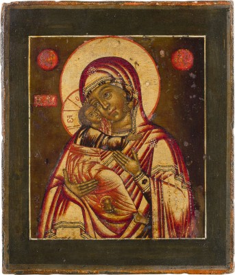 Auktion 147<br>KLEINE IKONE MIT DER GOTTESMUTTER VON WLADIMIR (WLADIMIRSKAJA)