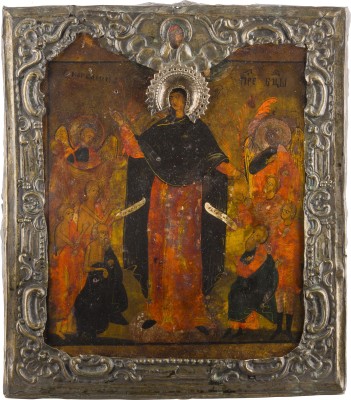 Auction 147<br>IKONE MIT DER GOTTESMUTTER 'FREUDE ALLER LEIDENDEN' MIT BASMA