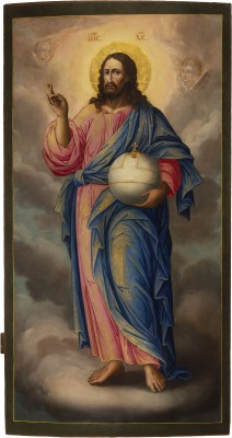 Auktion 147<br>PAAR MONUMENTALE IKONEN MIT CHRISTUS UND DER GOTTESMUTTER 'FREUDE ALLER LEIDENDEN' AUS EINER KIRCHEN-IKONOSTASE
