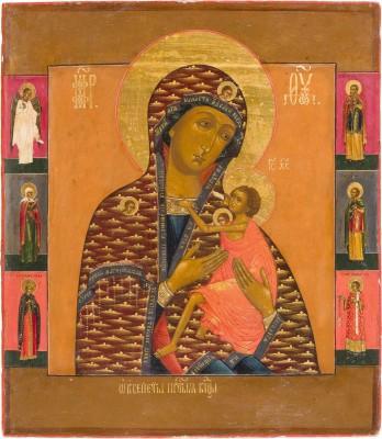 Auction 147<br>IKONE MIT DER GOTTESMUTTER 'O VSEPETAJA MATI' (OH DU VON ALLEN GEPRIESENE MUTTER)