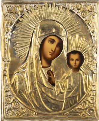 Picture IKONE MIT DER GOTTESMUTTER VON KASAN (KASANSKAJA) MIT OKLAD