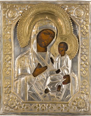 Bild KLEINE IKONE MIT DER GOTTESMUTTER VON TICHWIN (TICHWINSKAJA) MIT OKLAD