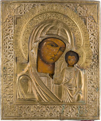 Picture IKONE MIT DER GOTTESMUTTER VON KASAN (KASANSKAJA) MIT OKLAD