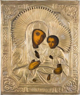 Picture IKONE MIT DER GOTTESMUTTER VON TICHIWN (TICHWINSKAJA) MIT OKLAD