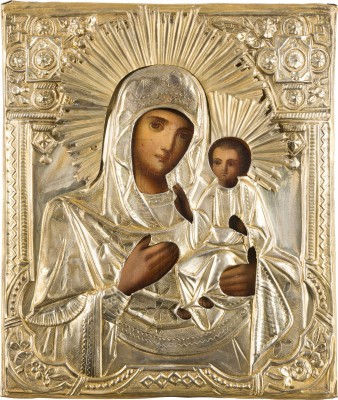 Picture IKONE MIT DER GOTTESMUTTER 'IWERSKAJA' MIT OKLAD