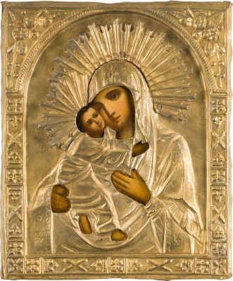 Picture KLEINE IKONE MIT DER GOTTESMUTTER VON WLADIMIR (WLADIMIRSKAJA) MIT OKLAD