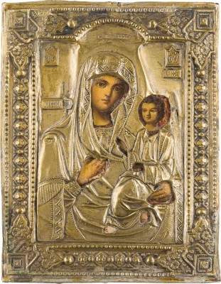 Bild KLEINE IKONE MIT DER GOTTESMUTTER VON TICHWIN (TICHWINSKAJA) MIT OKLAD