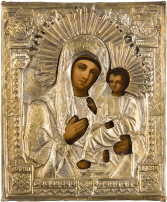 Bild KLEINE IKONE MIT DER GOTTESMUTTER VON TICHWIN (TICHWINSKAJA) MIT OKLAD