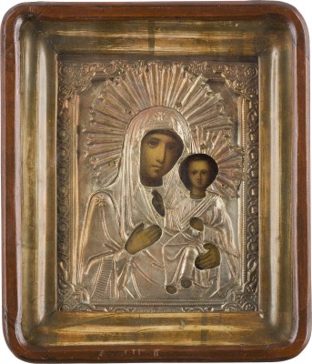 Picture KLEINE IKONE MIT DER GOTTESMUTTER VON SMOLENSK (SMOLENSKAJA) MIT OKLAD IM KIOT