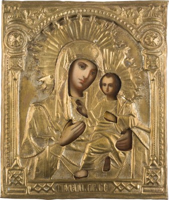 Picture IKONE MIT DER GOTTESMUTTER VON TICHWIN (TICHWINSKAJA) MIT OKLAD
