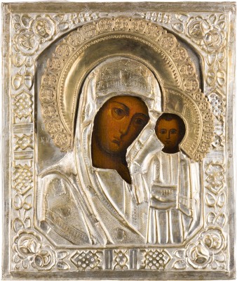 Picture IKONE MIT DER GOTTESMUTTER VON KASAN (KASANSKAJA) MIT OKLAD
