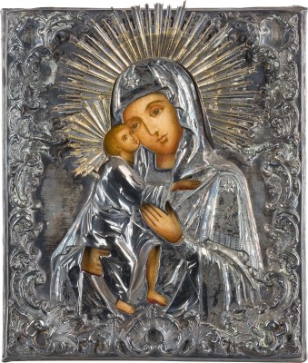 Picture IKONE MIT DER GOTTESMUTTER FEODOROWSKAJA MIT SILBER-OKLAD